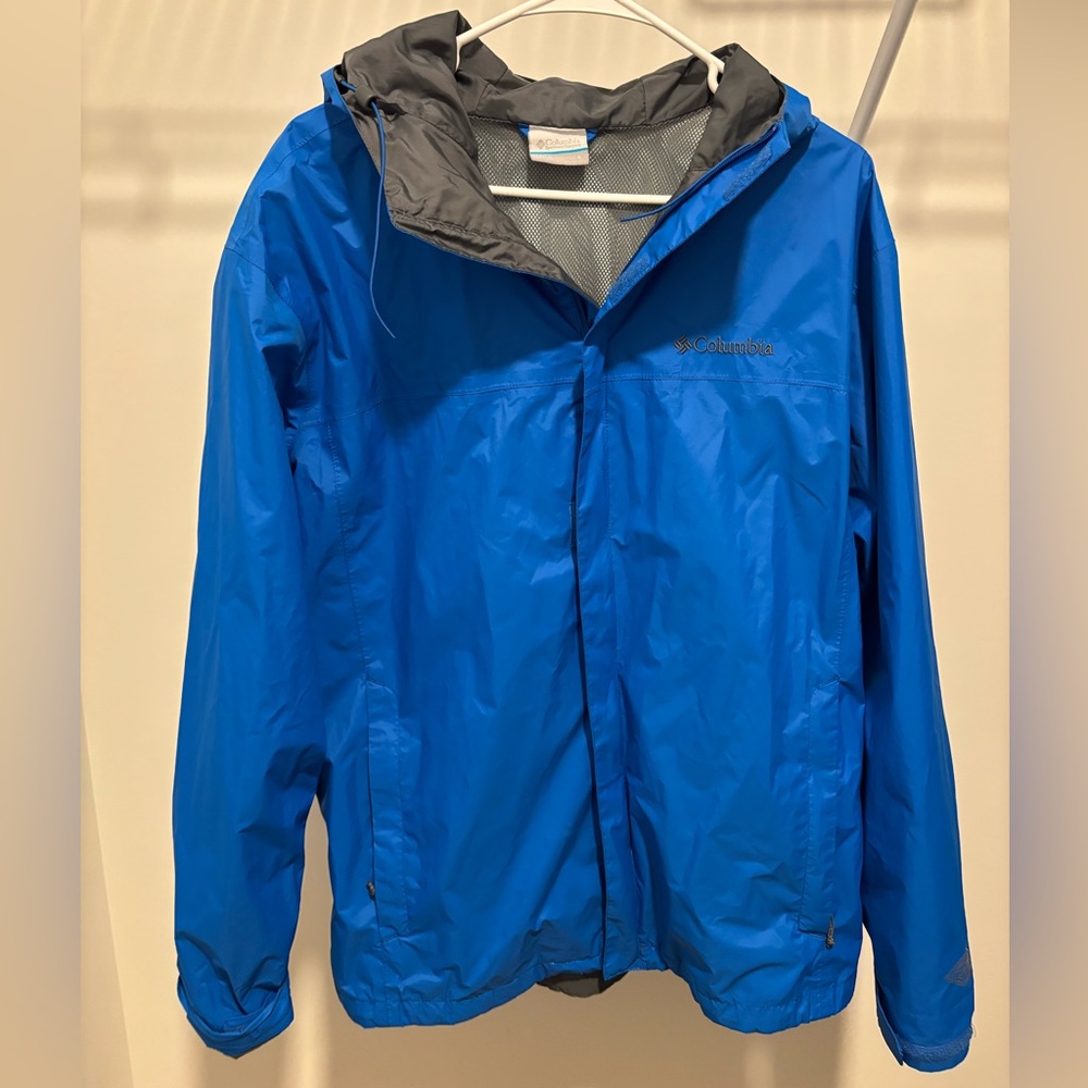 Columbia Blue and Gray Rain Jacket